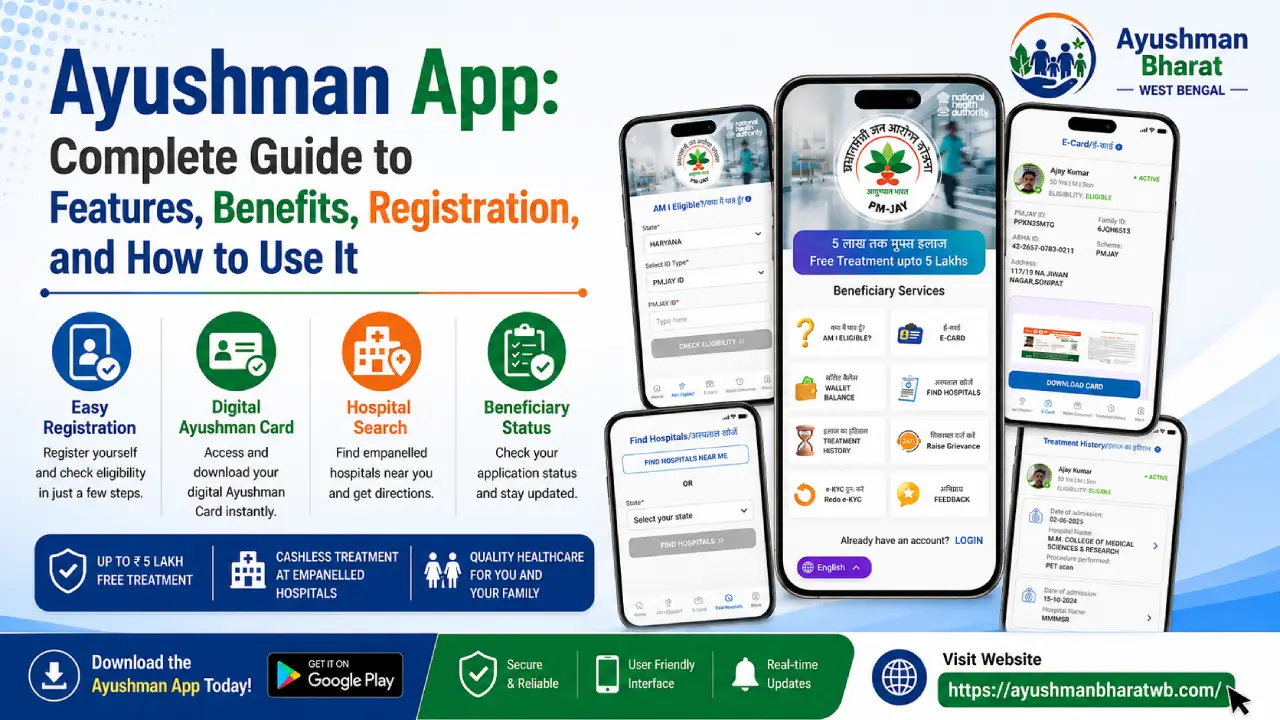 Ayushman App home screen login dashboard